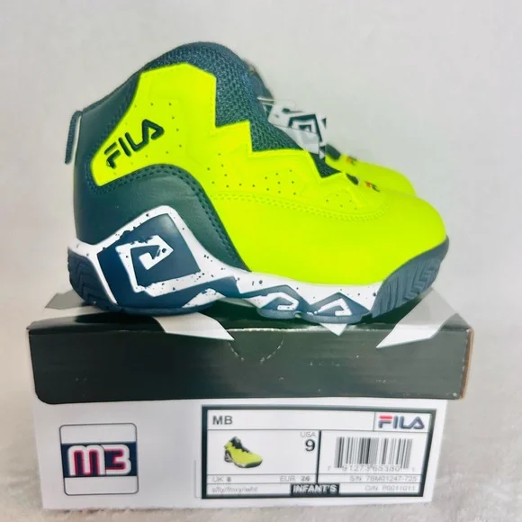Fila Kids' Bright Yellow and Dark Blue Sneakers Size 9 Toddler - Picture 2 of 2